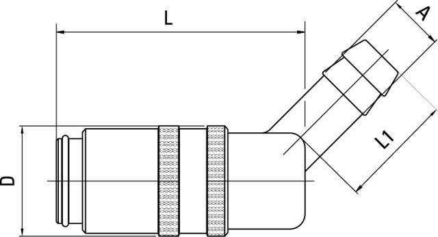 Coupling, 45° Hose Tail